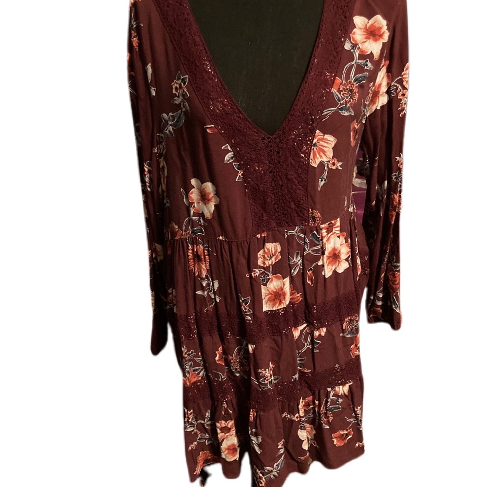 Burgundy flowered dress